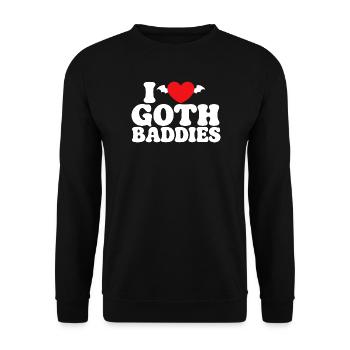 Ich liebe Goth-Bösewichte, Retro, Dunkle, Ästhetik, Emo-Humor - Unisex Pullover - Schwarz - Vorne - Alina (178cm) & Michal (187cm)