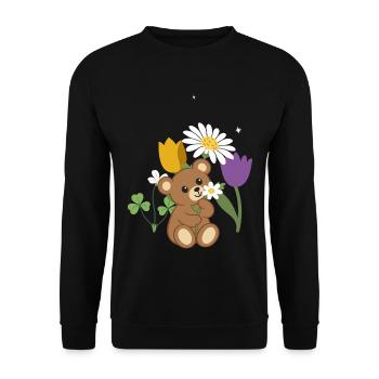 Teddy Blumen Kinder Geschenkidee Margerite - Unisex Pullover - Schwarz - Vorne - Alina (178cm) & Michal (187cm)