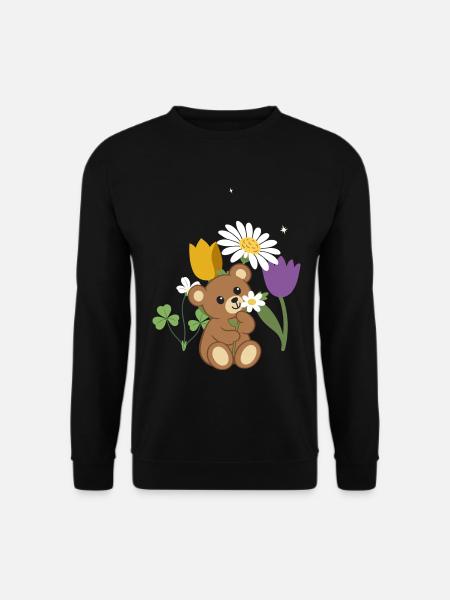 Teddy Blumen Kinder Geschenkidee Margerite - Unisex Pullover - Schwarz