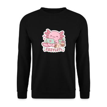 CozyLotl Kuschel Laptop - Unisex Pullover - Schwarz - Vorne - Alina (178cm) & Michal (187cm)