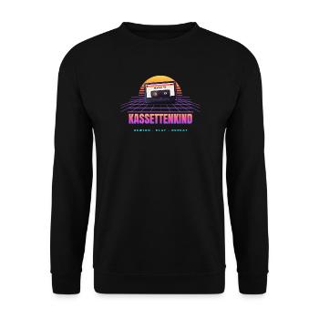 Kassettenkind - Retro 80er Synthwave Kassette - Unisex Pullover - Schwarz - Vorne - Alina (178cm) & Michal (187cm)