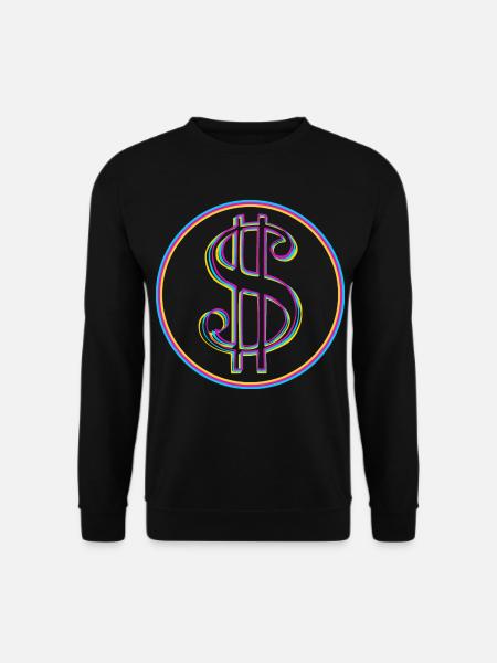 Neon-Dollar Zeichen im Kreis - Unisex Pullover - Schwarz