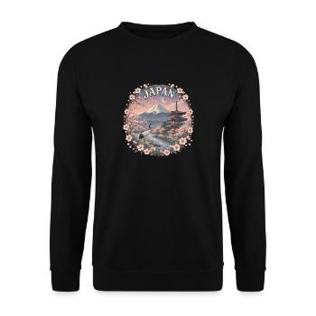 Japan Reise – Tokyo Fuji Asien Reise Vintage - Unisex Pullover - Schwarz - Vorne - Alina (178cm) & Michal (187cm)