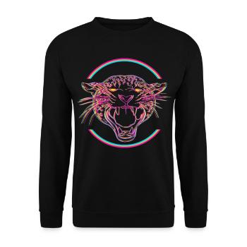 Neon Tiger in Hypercolor Ring - Unisex Pullover - Schwarz - Vorne - Alina (178cm) & Michal (187cm)