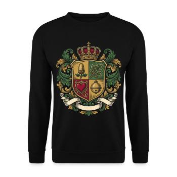 Schafkopf Wappen Deutsches Blatt Kartenspiel - Unisex Pullover - Schwarz - Vorne - Alina (178cm) & Michal (187cm)