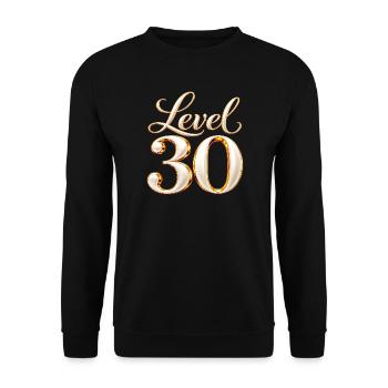 Level 30 Goldschrift Geburtstag - Unisex Pullover - Schwarz - Vorne - Alina (178cm) & Michal (187cm)
