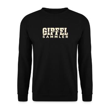 Gipfelsammler – Höhenprofil Retro - Unisex Pullover - Schwarz - Vorne - Alina (178cm) & Michal (187cm)