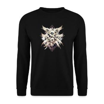 Biblisch korrekter Engel Seraphim Ophanim Gothic - Unisex Pullover - Schwarz - Vorne - Alina (178cm) & Michal (187cm)