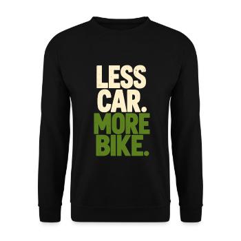 Less Car More Bike – Fahrrad Statement - Unisex Pullover - Schwarz - Vorne - Alina (178cm) & Michal (187cm)