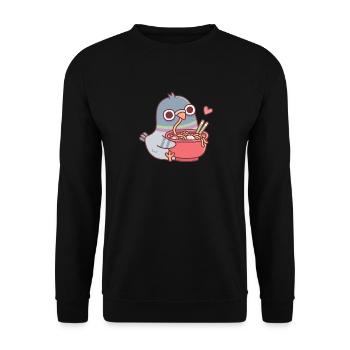 Süße Derpy-Taube liebt es, Ramen-Nudeln zu essen - Unisex Pullover - Schwarz - Vorne - Alina (178cm) & Michal (187cm)