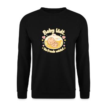 Schwangerschaft Humor Baby Loading Werdende Mama - Unisex Pullover - Schwarz - Vorne - Alina (178cm) & Michal (187cm)