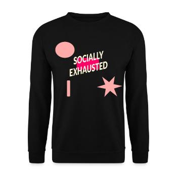 sozial erschöpft - Unisex Pullover - Schwarz - Vorne - Alina (178cm) & Michal (187cm)