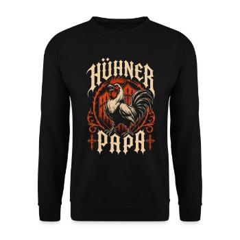 Hühner Papa Hühnerbesitzer - Unisex Pullover - Schwarz - Vorne - Alina (178cm) & Michal (187cm)
