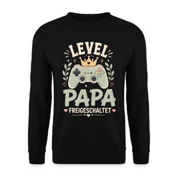 Level Vater freigeschaltet - Unisex Pullover - Schwarz - Vorne - Alina (178cm) & Michal (187cm)
