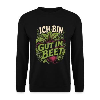 Ich bin gut im Beet Gärtner - Unisex Pullover - Schwarz - Vorne - Alina (178cm) & Michal (187cm)