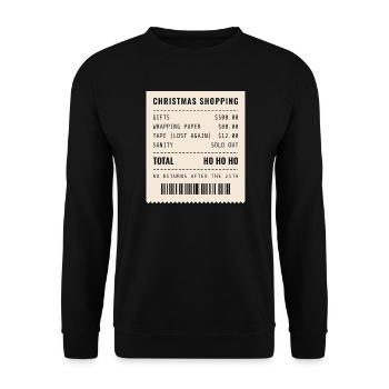 Weihnachtseinkaufsbeleg Sanity ausverkauft - Unisex Pullover - Schwarz - Vorne - Alina (178cm) & Michal (187cm)