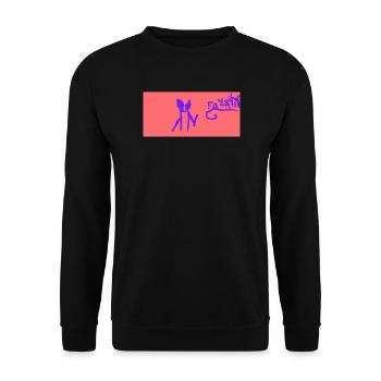 Stilisierte blaue Figur auf Korallenhintergrund - Unisex Pullover - Schwarz - Vorne - Alina (178cm) & Michal (187cm)