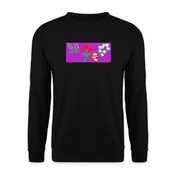 Blumen mit Kritzeleien platzen - Unisex Pullover - Schwarz - Vorne - Alina (178cm) & Michal (187cm)