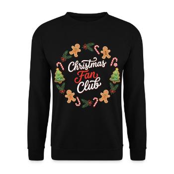 Weihnachts-Fanclub-Kranz - Unisex Pullover - Schwarz - Vorne - Alina (178cm) & Michal (187cm)