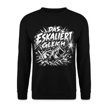 Das eskaliert gleich Feuerwerk - Unisex Pullover - Schwarz - Vorne - Alina (178cm) & Michal (187cm)