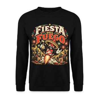 Fiesta del Fuego Feuerwerk Retro - Unisex Pullover - Schwarz - Vorne - Alina (178cm) & Michal (187cm)