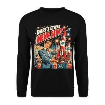 Darf’s etwas mehr sein Feuerwerk Retro - Unisex Pullover - Schwarz - Vorne - Alina (178cm) & Michal (187cm)