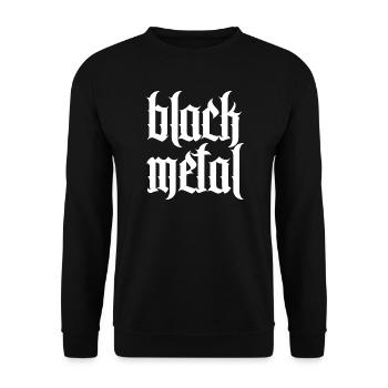 Weiße Schwarzbuchstaben-Glyphen auf Schwarz - Unisex Pullover - Schwarz - Vorne - Alina (178cm) & Michal (187cm)