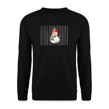 Schneemann mit roter Mütze und Schal - Unisex Pullover - Schwarz - Vorne - Alina (178cm) & Michal (187cm)