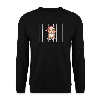 WeihnachtsBeagle mit Santa Hut - Unisex Pullover - Schwarz - Vorne - Alina (178cm) & Michal (187cm)