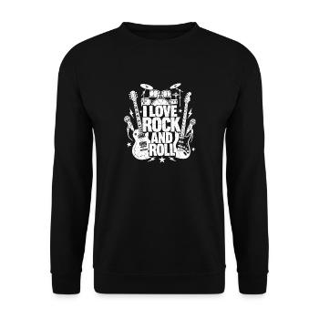 Ich liebe Rock'n'Roll-Musikband Retro - Unisex Pullover - Schwarz - Vorne - Alina (178cm) & Michal (187cm)