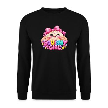 Kawaii Squishy Mädchen Glitzerherz - Unisex Pullover - Schwarz - Vorne - Alina (178cm) & Michal (187cm)