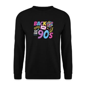 90er Jahre Party Kostüm Retro 90s Mottoparty - Unisex Pullover - Schwarz - Vorne - Alina (178cm) & Michal (187cm)