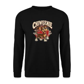 Chineenie Hund Retro Cartoon - Unisex Pullover - Schwarz - Vorne - Alina (178cm) & Michal (187cm)