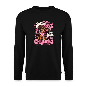 Just a Girl Loves Chihuahuas - Unisex Pullover - Schwarz - Vorne - Alina (178cm) & Michal (187cm)