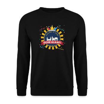 Oche Alaaf Aachen Karneval Emblem mit Narrenkappe - Unisex Pullover - Schwarz - Vorne - Alina (178cm) & Michal (187cm)