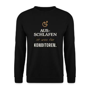 Aus-Schlafen für Konditoreien - Unisex Pullover - Schwarz - Vorne - Alina (178cm) & Michal (187cm)
