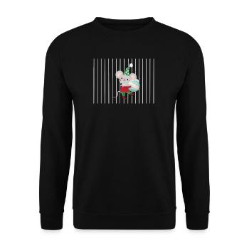 Fröhliche Maus mit Ornament - Unisex Pullover - Schwarz - Vorne - Alina (178cm) & Michal (187cm)