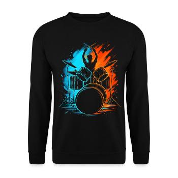 Schlagzeuger Drummer Herren Kinder Schlagzeug - Unisex Pullover - Schwarz - Vorne - Alina (178cm) & Michal (187cm)