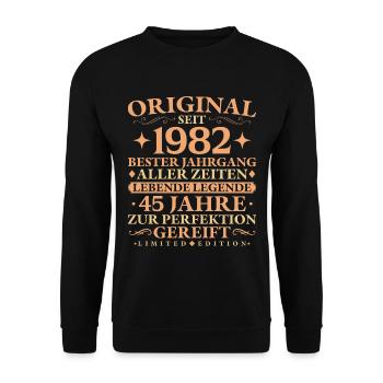 Original 1982 Baujahr 45. Geburtstag Geschenk - Unisex Pullover - Schwarz - Vorne - Alina (178cm) & Michal (187cm)