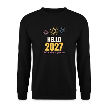 Hallo 2027 - Unisex Pullover - Schwarz - Vorne - Alina (178cm) & Michal (187cm)