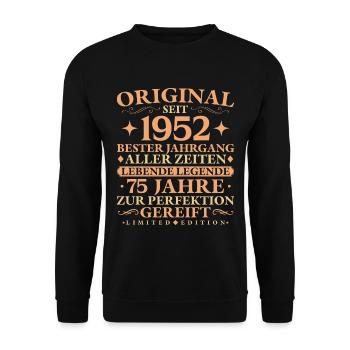 Original 1952 Baujahr 75. Geburtstag Geschenk - Unisex Pullover - Schwarz - Vorne - Alina (178cm) & Michal (187cm)