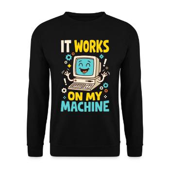 Programmiererhumor – It Works on My Machine - Unisex Pullover - Schwarz - Vorne - Alina (178cm) & Michal (187cm)