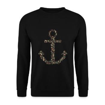 Anker aus Muscheln Erdtöne - Unisex Pullover - Schwarz - Vorne - Alina (178cm) & Michal (187cm)