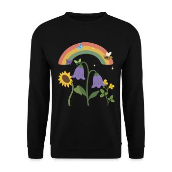 Blumen floral Natur Zeichnung Blumenliebhaber - Unisex Pullover - Schwarz - Vorne - Alina (178cm) & Michal (187cm)