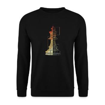 Schachfiguren Zeichnung - Unisex Pullover - Schwarz - Vorne - Alina (178cm) & Michal (187cm)