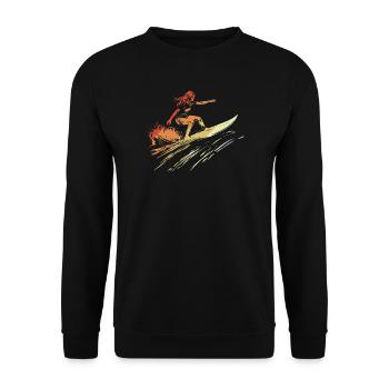 Retro Surfer Frau - Unisex Pullover - Schwarz - Vorne - Alina (178cm) & Michal (187cm)