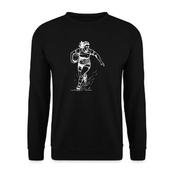 Rugbyspielerin - Unisex Pullover - Schwarz - Vorne - Alina (178cm) & Michal (187cm)