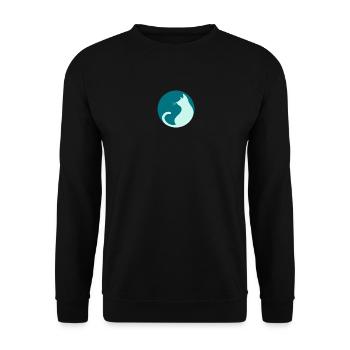 Katze mint petrol - Unisex Pullover - Schwarz - Vorne - Alina (178cm) & Michal (187cm)