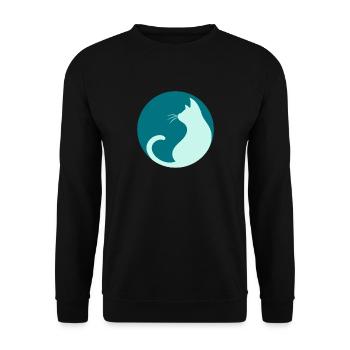 Katze - Unisex Pullover - Schwarz - Vorne - Alina (178cm) & Michal (187cm)