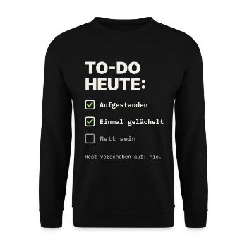 todo-heute - Unisex Pullover - Schwarz - Vorne - Alina (178cm) & Michal (187cm)